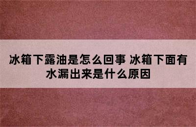 冰箱下露油是怎么回事 冰箱下面有水漏出来是什么原因